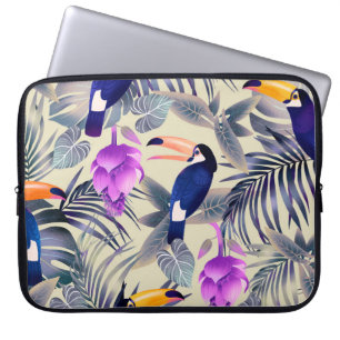 Capa Para Notebook Padrão tropical uniforme com tucanos, monstro, p