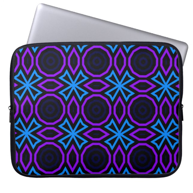 Capa Para Notebook Padrão uniforme azul e preto com geomet simples (Frente)