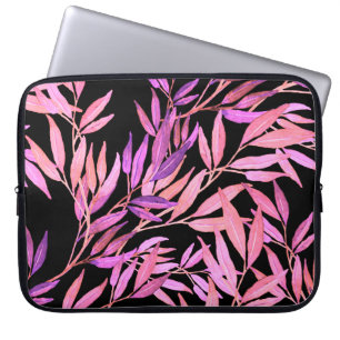 Capa Para Notebook Padrão uniforme de aquarela com folhas. Bright su