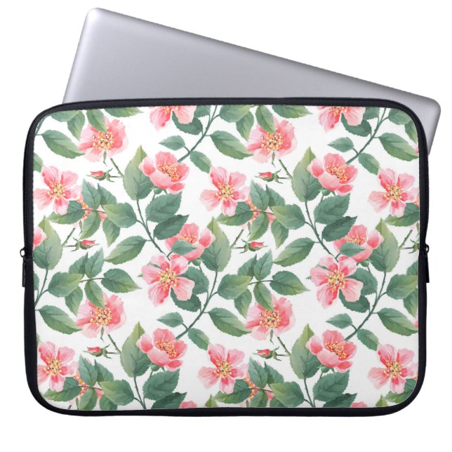 Capa Para Notebook Padrão uniforme de aquarela de rosas selvagens. Fl (Frente)