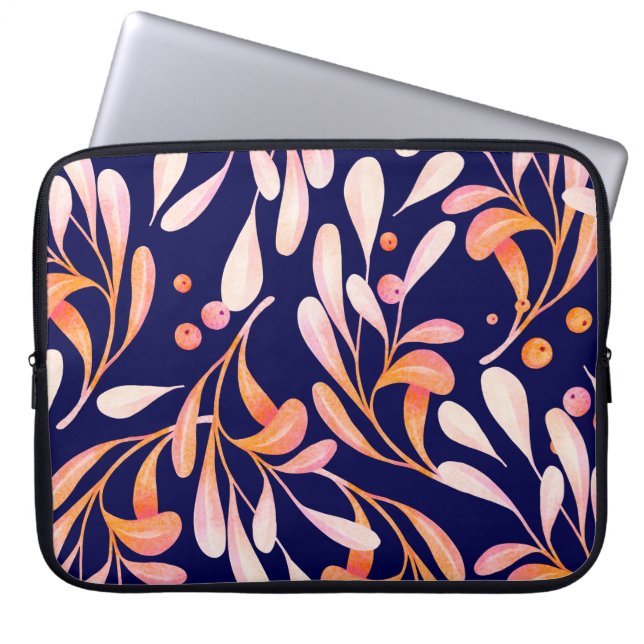 Capa Para Notebook Padrão uniforme de aquarela. Escuro botânico russo (Frente)