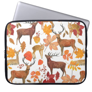 Capa Para Notebook Padrão uniforme de pintura por aquarela com veado