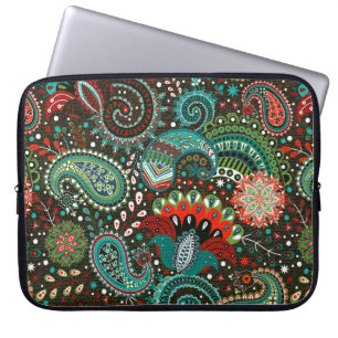 Capa Para Notebook Padrão uniforme floral com elementos paisley