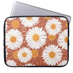 Capa Para Notebook Padrão uniforme marrom com margaridas