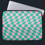 Capa Para Notebook Padrão Verde Cor-de-rosa da placa de verificação r<br><div class="desc">Legal damascos vermelhos em verde-azulado pastel e cor-de-rosa pastel. Um bom design psicodélico retrô que te leva para a terra maravilhosa. Quadro de verificação distorcido,  ondulado,  distorcido,  cheques distorcidos,  Cobrir de pré-disquete de estudante de dormitório distorcido.</div>