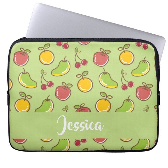 Capa Para Notebook Padrão verde de frutas de verão frescas (Frente)