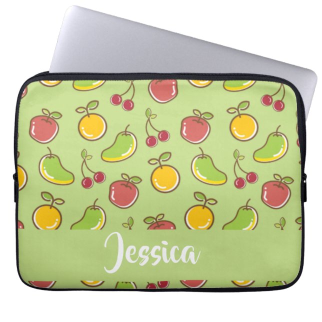 Capa Para Notebook Padrão verde de frutas de verão frescas (Frente)
