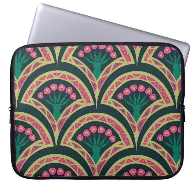 Capa Para Notebook padrão verde em forma de concha (Frente)