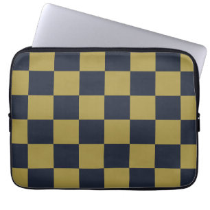 Capa Para Notebook Padrão Verificado Dourado e Marinho Elegante