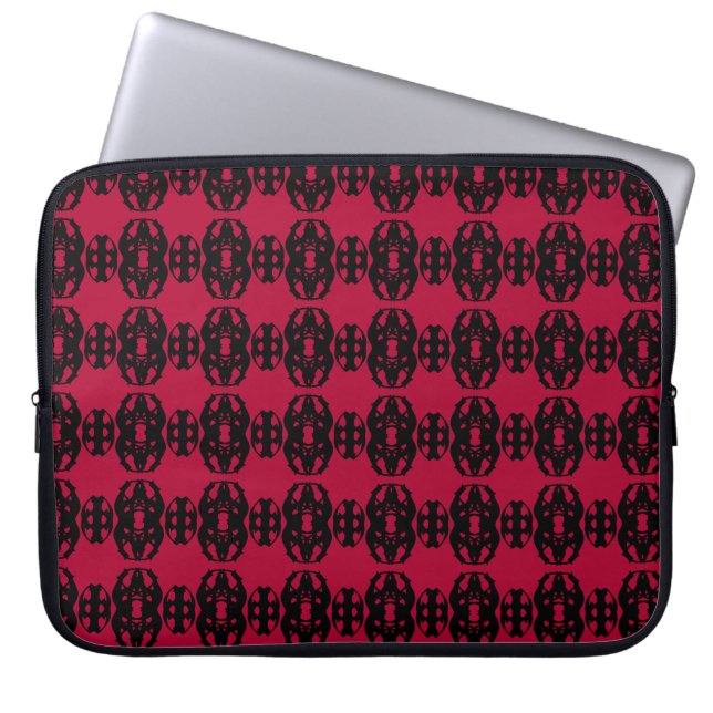 Capa Para Notebook Padrão Vermelho e Negro Elegante moderno (Frente)