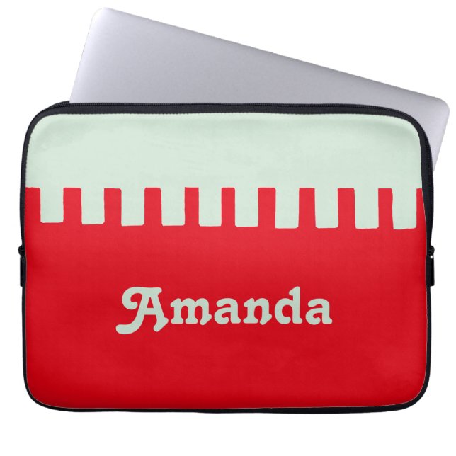 Capa Para Notebook Padrão Vermelho Único de Nome Personalizado (Frente)