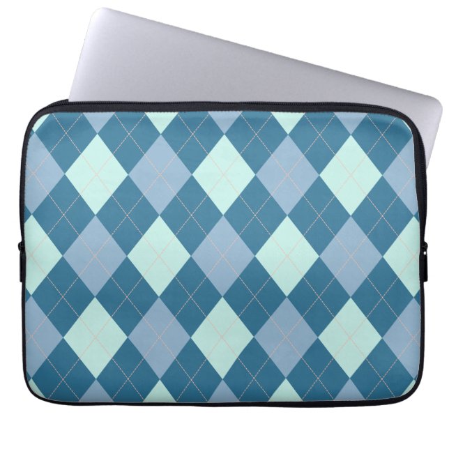 Capa Para Notebook Padrão Vintage Argyle Azul (Frente)