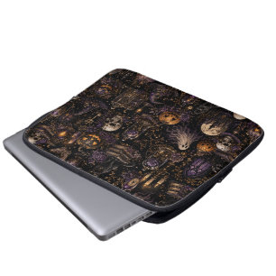 Capa Para Notebook Padrão Vintage Gótico de Halloween Noturna Assusta