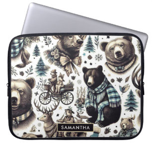 Capa Para Notebook Padrão Vintage Winter Animal
