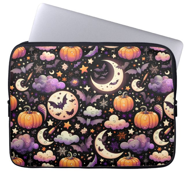 Capa Para Notebook Padrão Whimsical Halloween Night Sky (Frente)