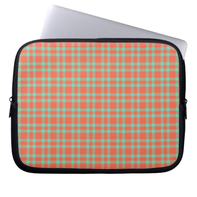 Capa Para Notebook Padrão Xadrez Coral Aquamarine (Frente)