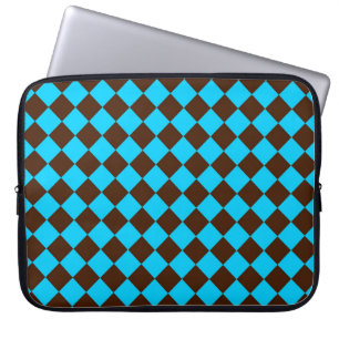 Capa Para Notebook Padrão Xadrez Diamante Azul Marrom