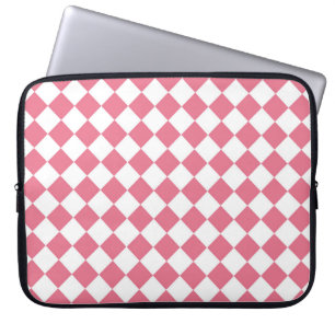 Capa Para Notebook Padrão Xadrez Diamante Rosa Branco
