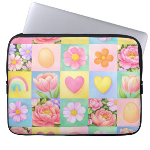 Capa Para Notebook Padrão Xadrez Floral da Moda para Primavera