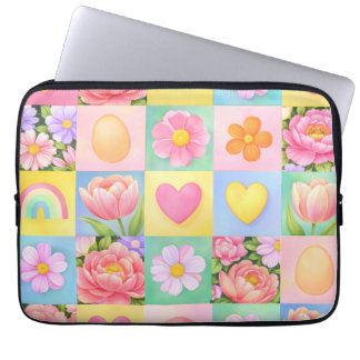 Capa Para Notebook Padrão Xadrez Floral da Moda para Primavera