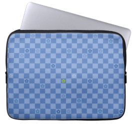 Capa Para Notebook Padrão Xadrez Floral Nº 01 - Azul Claro