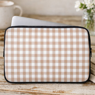 Capa Para Notebook Padrão Xadrez Gingham Rosa e Branco Country
