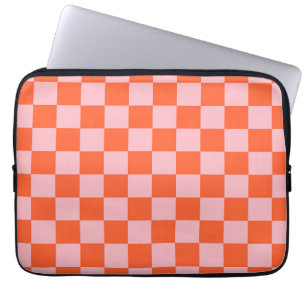 Capa Para Notebook Padrão Xadrez Laranja e Rosa