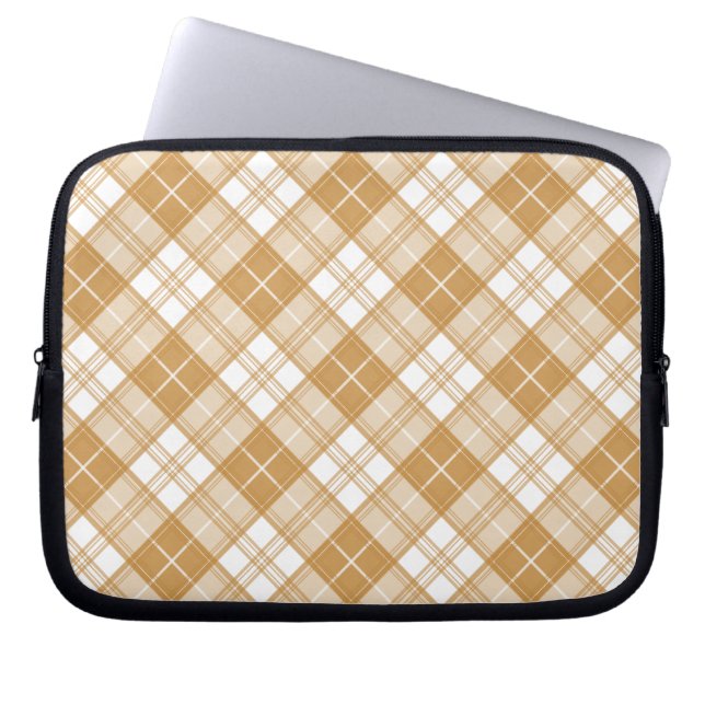 Capa Para Notebook Padrão Xadrez Marrom e Branco yxm0uat9 (Frente)
