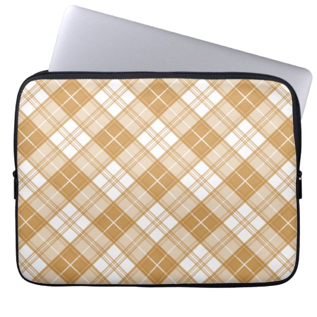 Capa Para Notebook Padrão Xadrez Marrom e Branco yxm0uat9 (Frente)