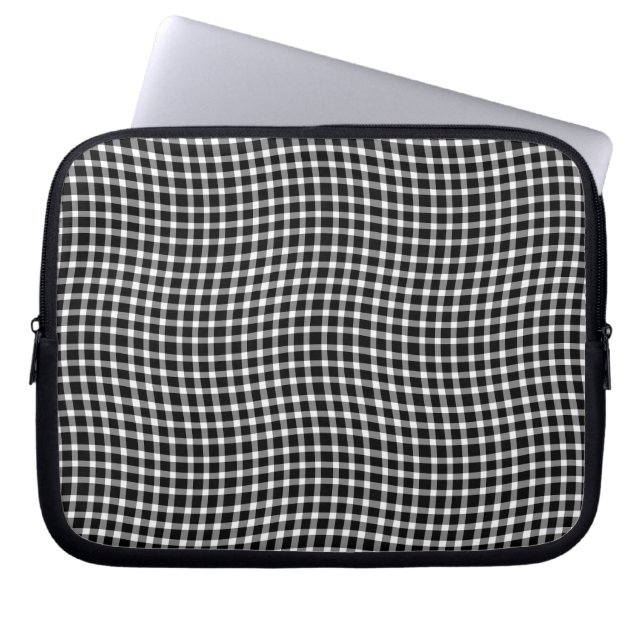Capa Para Notebook Padrão xadrez preto e branco sem emendas (Frente)