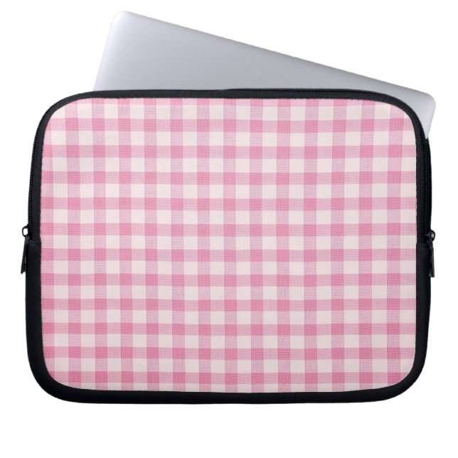 Capa Para Notebook Padrão Xadrez Rosa Bebê (Frente)