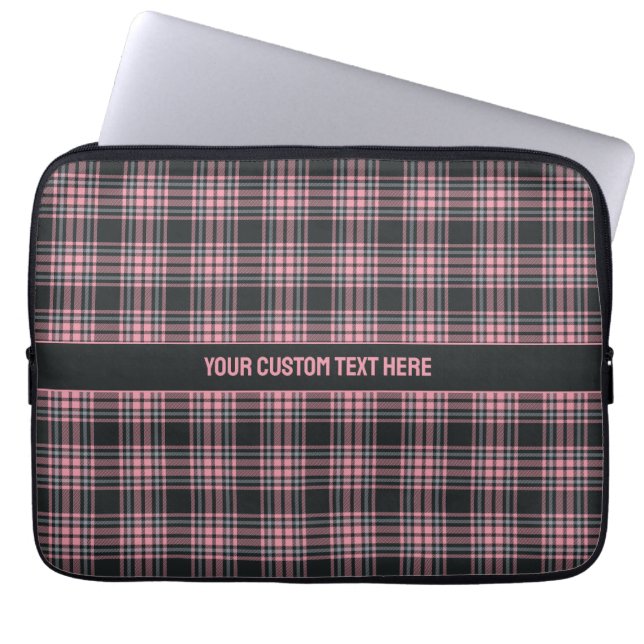 Capa Para Notebook Padrão Xadrez / Tartan de Texto Personalizado (Frente)
