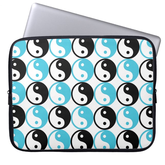 Capa Para Notebook Padrão yin yang azul e preto (Frente)