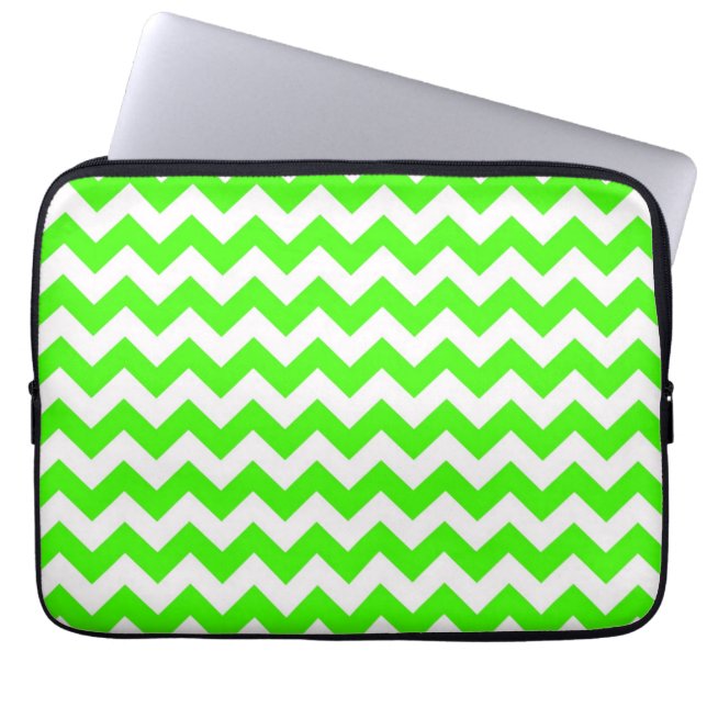 Capa Para Notebook Padrão Zig-Zag do verde limão White Chevron (Frente)