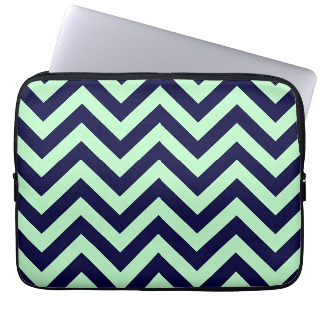 Capa Para Notebook Padrão ZigZag da Casa Azul Grande Marinho (Frente)