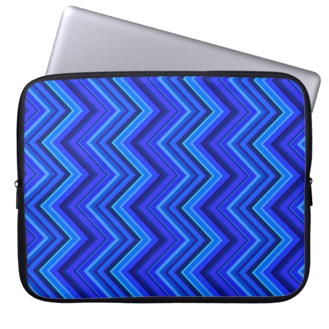 Capa Para Notebook Padrão zigzag de faixas azuis (Frente)