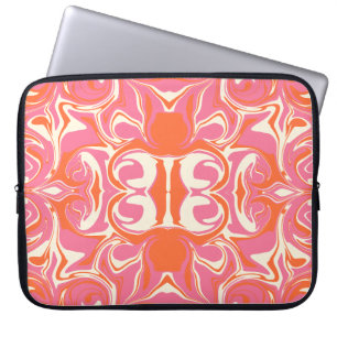 Capa Para Notebook Padrões de espiral a rosa, laranja e creme