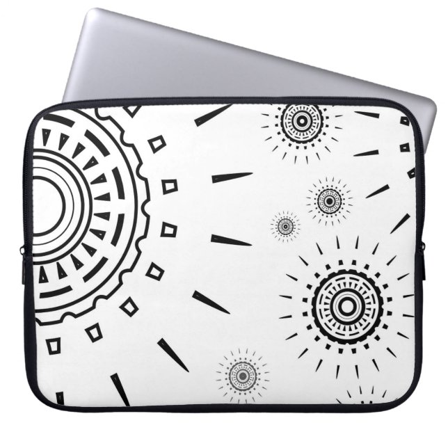 Capa Para Notebook Padrões de explosão preta no branco (Frente)