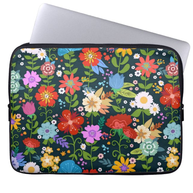 Capa Para Notebook Padrões de flores sem costura pontiagudas-13554 (Frente)