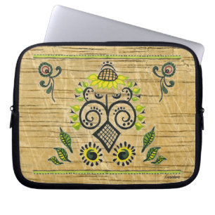 Capa Para Notebook Padrões de girassol na madeira