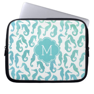 Capa Para Notebook Padrões de Mar Aqua Aqua Aqua Monogramas