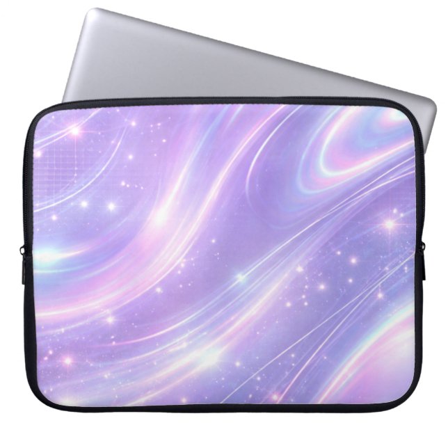 Capa Para Notebook Padrões de neon roxo elétrico arte de IA (Frente)