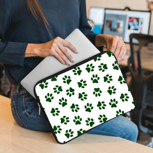 Capa Para Notebook Padrões De Patas, Pistas De Cães, Pistas Verdes