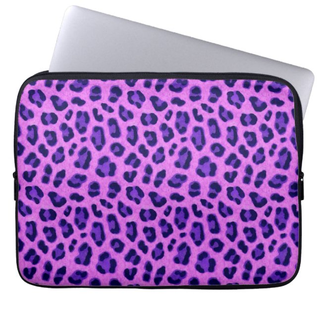 Capa Para Notebook Padrões de pele de Leopardo Violeta Rosa (Frente)