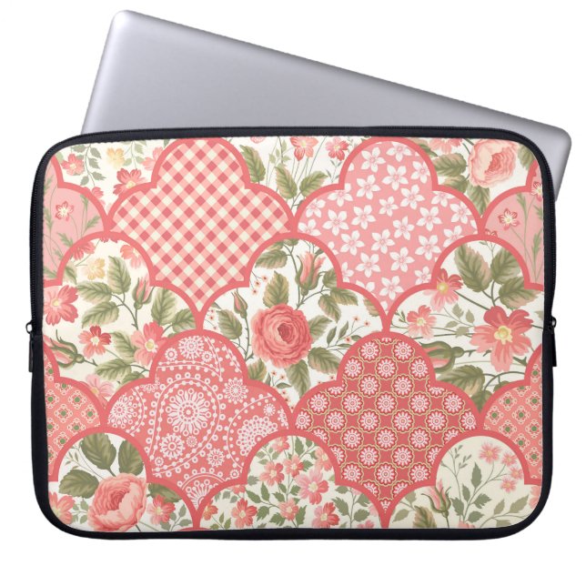 Capa Para Notebook Padrões de retalhamento de Rosas de Pastel (Frente)