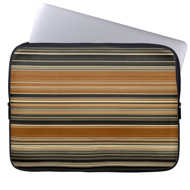 Capa Para Notebook Padrões de sela castanho e riscado preto (Frente)