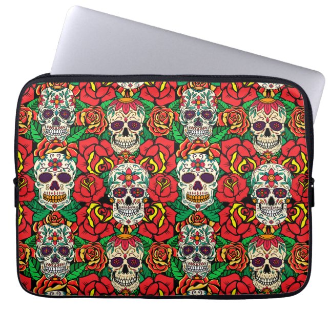 Capa Para Notebook Padrões de Skulls Florais (Frente)