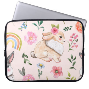 Capa Para Notebook Padrões Florais De Coelhos De Páscoa Bonita