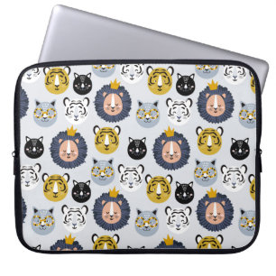 Capa Para Notebook Padrões perfeitos infantis com leões desenhados 