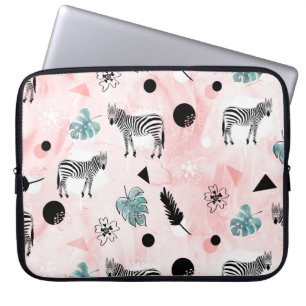 Capa Para Notebook Padrões Tie-Dye das Folhas Tropicais Zebras